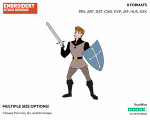 Prince Phillip, Sword, Shield - Disney's Sleeping Beauty - Embroidery Design in 3 sizes & 8 formats
