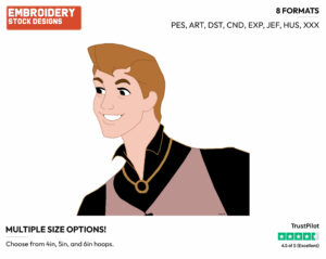 Prince Phillip - Disney's Sleeping Beauty - Embroidery Design in 3 sizes & 8 formats