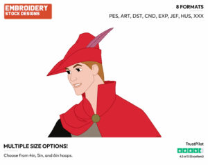 Prince Phillip - Disney's Sleeping Beauty - Embroidery Design in 3 sizes & 8 formats