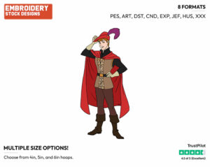 Prince Phillip - Disney's Sleeping Beauty - Embroidery Design in 3 sizes & 8 formats