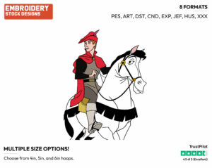 Prince Phillip Riding Samson - Disney's Sleeping Beauty - Embroidery Design in 3 sizes & 8 formats