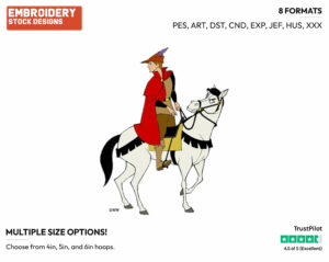 Prince Phillip Riding His Horse Samson - Disney's Sleeping Beauty - Embroidery Design in 3 sizes & 8 formats