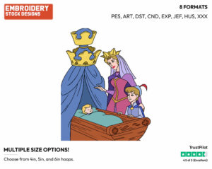 Queen Leah, Young Prince Phillip - Disney's Sleeping Beauty - Embroidery Design in 3 sizes & 8 formats
