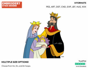 Baby Aurora, King Stefan, Queen Leah - Disney's Sleeping Beauty - Embroidery Design in 3 sizes & 8 formats