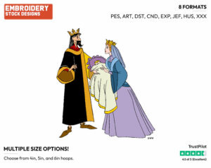 Baby Aurora, King Stefan, Queen Leah - Disney's Sleeping Beauty - Embroidery Design in 3 sizes & 8 formats