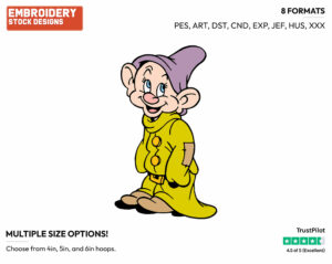 Dopey - Disney's Snow White and the Seven Dwarfs - Embroidery Design in 3 sizes & 8 formats