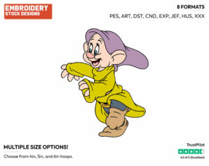 Dopey - Disney's Snow White and the Seven Dwarfs - Embroidery Design in 3 sizes & 8 formats