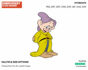 Dopey - Disney's Snow White and the Seven Dwarfs - Embroidery Design in 3 sizes & 8 formats