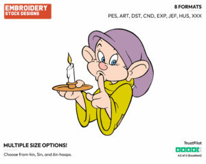 Dopey Holding Candle - Disney's Snow White and the Seven Dwarfs - Embroidery Design in 3 sizes & 8 formats