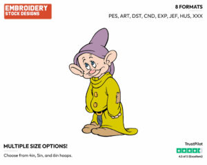 Dopey - Disney's Snow White and the Seven Dwarfs - Embroidery Design in 3 sizes & 8 formats
