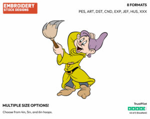 Dopey Dusting - Disney's Snow White and the Seven Dwarfs - Embroidery Design in 3 sizes & 8 formats
