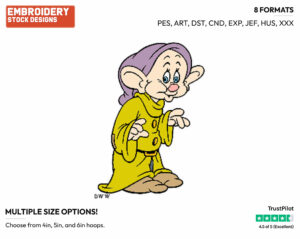Dopey - Disney's Snow White and the Seven Dwarfs - Embroidery Design in 3 sizes & 8 formats