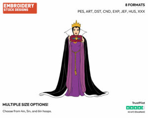 Evil Queen Holding Box - Disney's Snow White and the Seven Dwarfs - Embroidery Design in 3 sizes & 8 formats