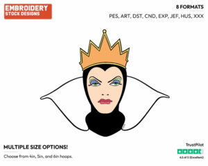 The Evil Queen's Face - Disney's Snow White and the Seven Dwarfs - Embroidery Design in 3 sizes & 8 formats