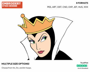 Evil Queen's Face - Disney's Snow White and the Seven Dwarfs - Embroidery Design in 3 sizes & 8 formats