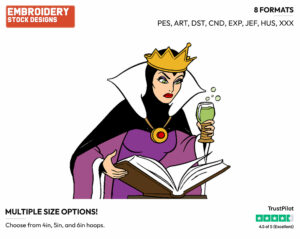 Evil Queen Consulting Spells Book - Disney's Snow White and the Seven Dwarfs - Embroidery Design in 3 sizes & 8 formats
