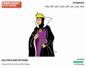 Evil Queen - Disney's Snow White and the Seven Dwarfs - Embroidery Design in 3 sizes & 8 formats