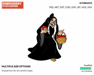 Witch Holding Out Apple - Disney's Snow White and the Seven Dwarfs - Embroidery Design in 3 sizes & 8 formats