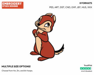 Chipmunk - Disney's Snow White and the Seven Dwarfs - Embroidery Design in 3 sizes & 8 formats