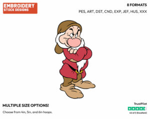 Grumpy With His Arms Crossed - Disney's Snow White and the Seven Dwarfs - Embroidery Design in 3 sizes & 8 formats