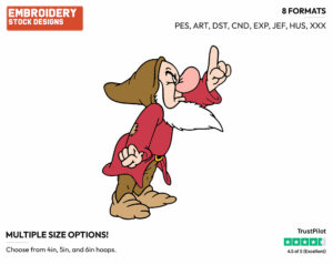 Grumpy - Disney's Snow White and the Seven Dwarfs - Embroidery Design in 3 sizes & 8 formats