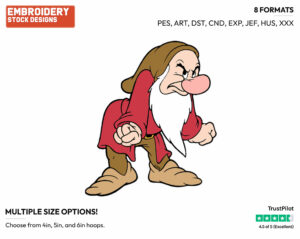 Grumpy - Disney's Snow White and the Seven Dwarfs - Embroidery Design in 3 sizes & 8 formats