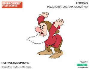 Grumpy - Disney's Snow White and the Seven Dwarfs - Embroidery Design in 3 sizes & 8 formats