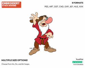 Grumpy - Disney's Snow White and the Seven Dwarfs - Embroidery Design in 3 sizes & 8 formats