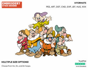 Seven Dwarfs - Disney's Snow White and the Seven Dwarfs - Embroidery Design in 3 sizes & 8 formats