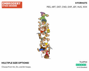 Seven Dwarfs Tower - Disney's Snow White and the Seven Dwarfs - Embroidery Design in 3 sizes & 8 formats