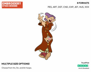 Dopey, Sneezy In Disguise To Dance - Disney's Snow White and the Seven Dwarfs - Embroidery Design in 3 sizes & 8 formats
