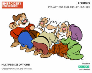 Seven Dwarfs Washing Up - Disney's Snow White and the Seven Dwarfs - Embroidery Design in 3 sizes & 8 formats