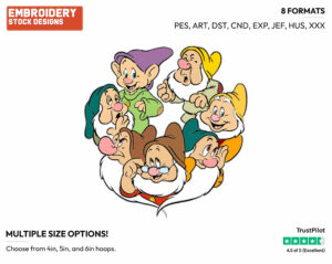 Seven Dwarfs - Disney's Snow White and the Seven Dwarfs - Embroidery Design in 3 sizes & 8 formats