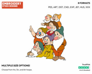 Seven Dwarfs - Disney's Snow White and the Seven Dwarfs - Embroidery Design in 3 sizes & 8 formats