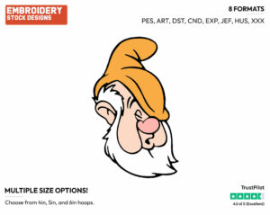 Sneezy Sneezing Face - Disney's Snow White and the Seven Dwarfs - Embroidery Design in 3 sizes & 8 formats