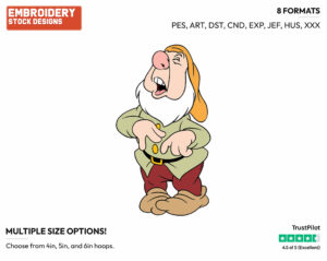 Sneezy About To Sneeze - Disney's Snow White and the Seven Dwarfs - Embroidery Design in 3 sizes & 8 formats