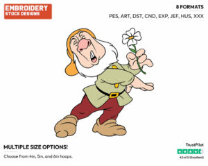 Sneezy, Flower - Disney's Snow White and the Seven Dwarfs - Embroidery Design in 3 sizes & 8 formats
