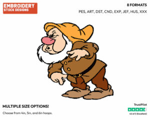 Sneezy Sneezing - Disney's Snow White and the Seven Dwarfs - Embroidery Design in 3 sizes & 8 formats