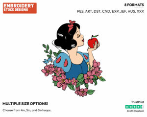 Snow White Holding An Apple - Disney's Snow White and the Seven Dwarfs - Embroidery Design in 3 sizes & 8 formats