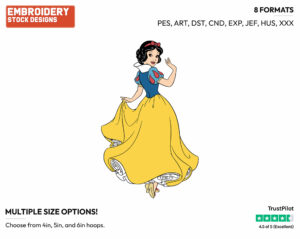 Snow White Waving - Disney's Snow White and the Seven Dwarfs - Embroidery Design in 3 sizes & 8 formats