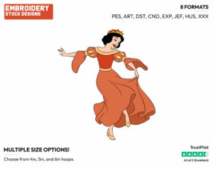 Snow White Dancing - Disney's Snow White and the Seven Dwarfs - Embroidery Design in 3 sizes & 8 formats