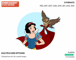 Snow White With An Owl - Disney's Snow White and the Seven Dwarfs - Embroidery Design in 3 sizes & 8 formats