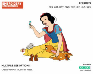 Snow White, Forest Animals - Disney's Snow White and the Seven Dwarfs - Embroidery Design in 3 sizes & 8 formats