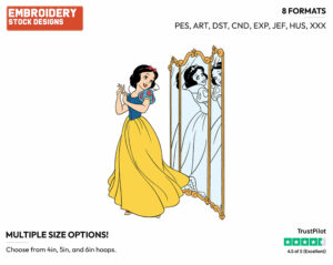 Snow White Looking In Mirror - Disney's Snow White and the Seven Dwarfs - Embroidery Design in 3 sizes & 8 formats