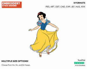 Snow White - Disney's Snow White and the Seven Dwarfs - Embroidery Design in 3 sizes & 8 formats