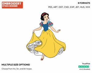 Snow White - Disney's Snow White and the Seven Dwarfs - Embroidery Design in 3 sizes & 8 formats