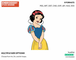 Snow White - Disney's Snow White and the Seven Dwarfs - Embroidery Design in 3 sizes & 8 formats