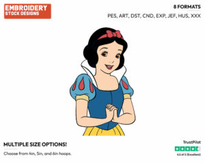 Snow White - Disney's Snow White and the Seven Dwarfs - Embroidery Design in 3 sizes & 8 formats