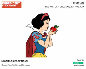 Snow White, Apple - Disney's Snow White and the Seven Dwarfs - Embroidery Design in 3 sizes & 8 formats