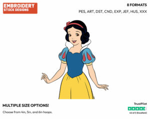 Snow White - Disney's Snow White and the Seven Dwarfs - Embroidery Design in 3 sizes & 8 formats